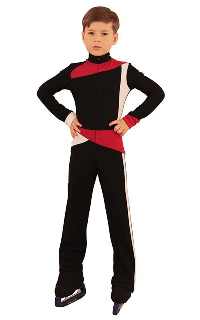IceDress - Figure Skating Training Overalls For Boys - Skating (Black,Red And White) 1 IceDress - Figure Skating Training Overalls For Boys - Skating (Black,Red And White)