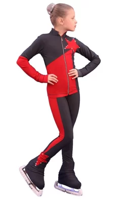 IceDress Figure Skating Outfit - Thermal - Space (Dark Gray With Red)