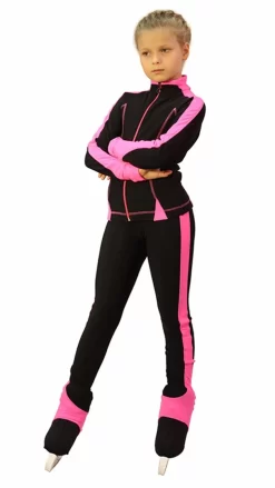 IceDress Figure Skating Thermal Pants -Bracket (Black With Pink Line)