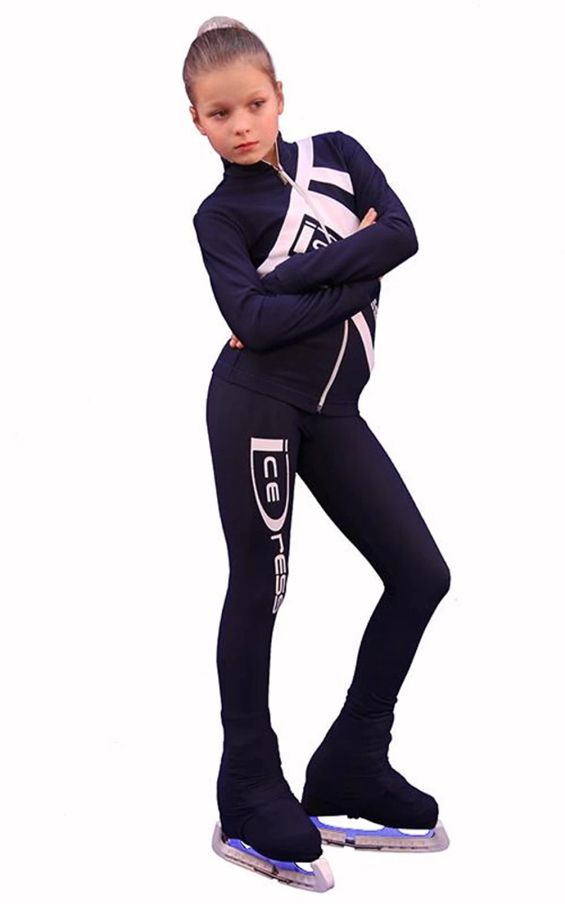 IceDress Figure Skating Outfit - Thermal - IceDress (Dark Gray With White) 2 IceDress Figure Skating Outfit - Thermal - IceDress (Dark Gray With White) - Image 2