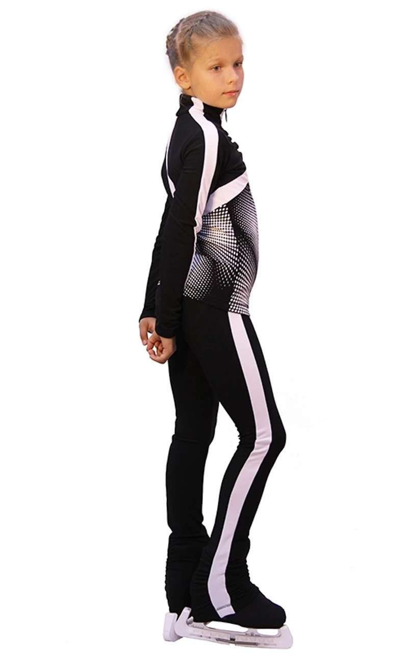 IceDress Figure Skating Thermal Pants - Jump (Black With White Stripes) 1 IceDress Figure Skating Thermal Pants - Jump (Black With White Stripes)