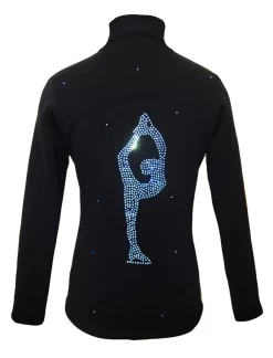Figure Skating Jacket By Ice Fire - Blue Crystals Biellmann Applique