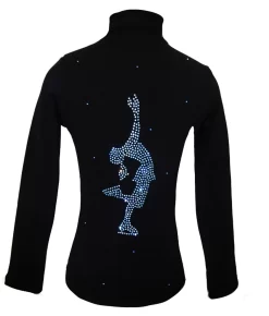 Figure Skating Jacket By Ice Fire - Blue Crystals Layback Applique