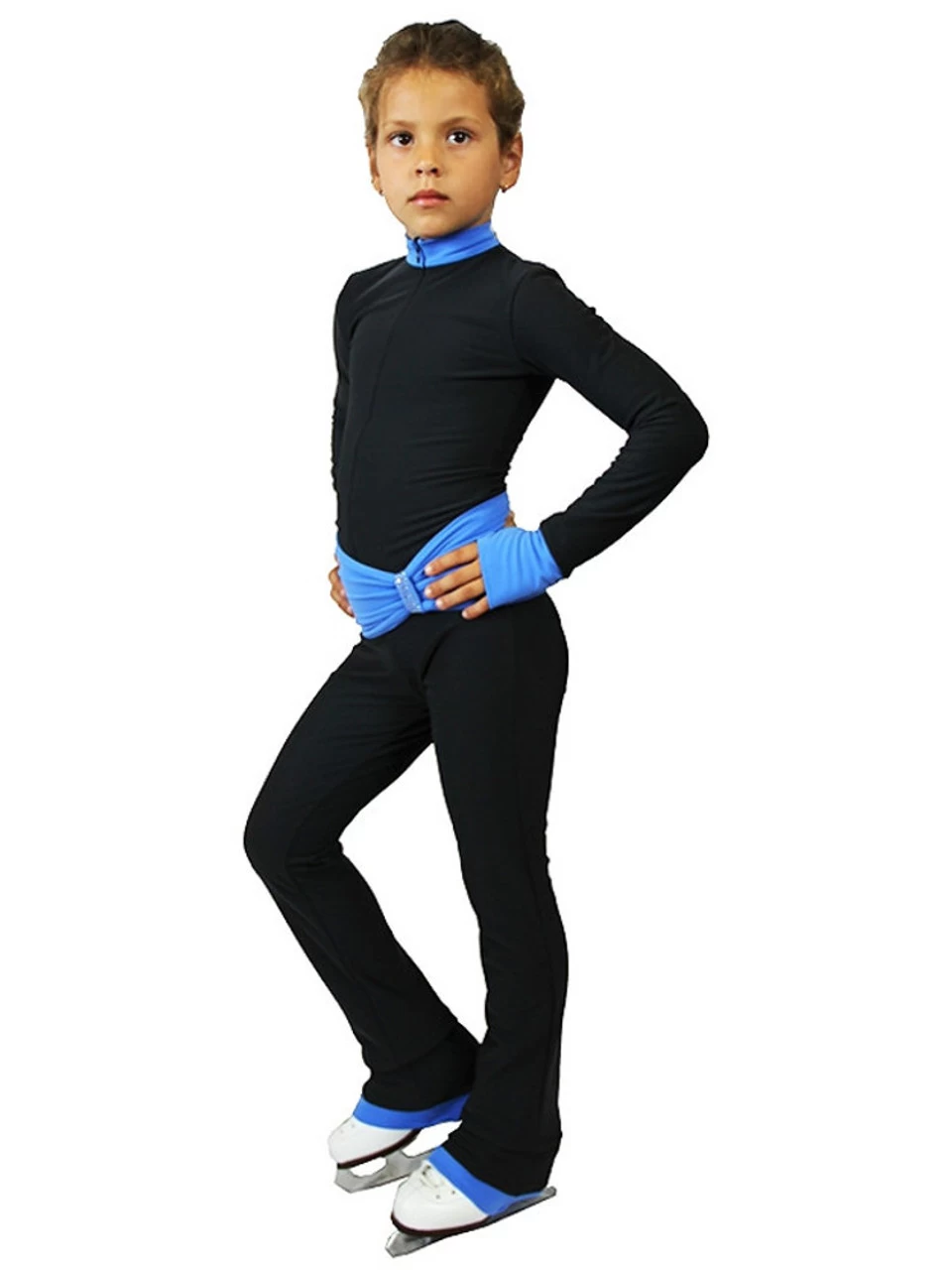 IceDress - Figure Skating Training Overalls - Oriental (Cray With Gray With Blue Belt) 2 IceDress - Figure Skating Training Overalls - Oriental (Cray With Gray With Blue Belt) - Image 2