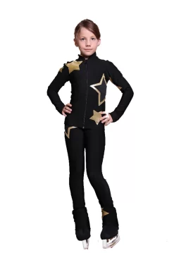 IceDress Figure Skating Outfit - Thermal - Star Sky (Black With Gold)