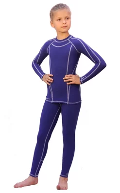 IceDress - Figure Skating Thermal Underwear (Blue Melange With White Stitching)
