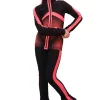 IceDress Figure Skating Pants- Jump (Black With Coral Stripes)