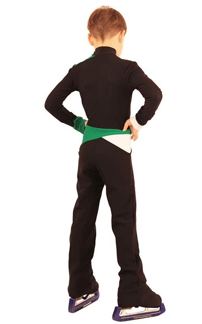 IceDress - Figure Skating Training Overalls For Boys - Skating (Black, Green And White) 3 IceDress - Figure Skating Training Overalls For Boys - Skating (Black, Green And White) - Image 3