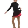 IceDress - Figure Skating Skirts - Harmony (Black With Hot Coral )