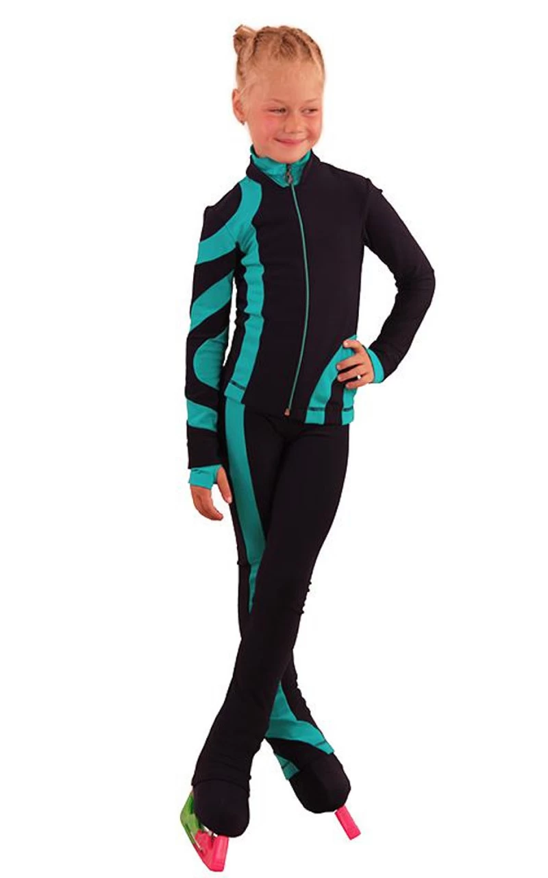IceDress Figure Skating Outfit - Thermal - Cross-Roll (Dark Blue With Emerald) 1 IceDress Figure Skating Outfit - Thermal - Cross-Roll (Dark Blue With Emerald)