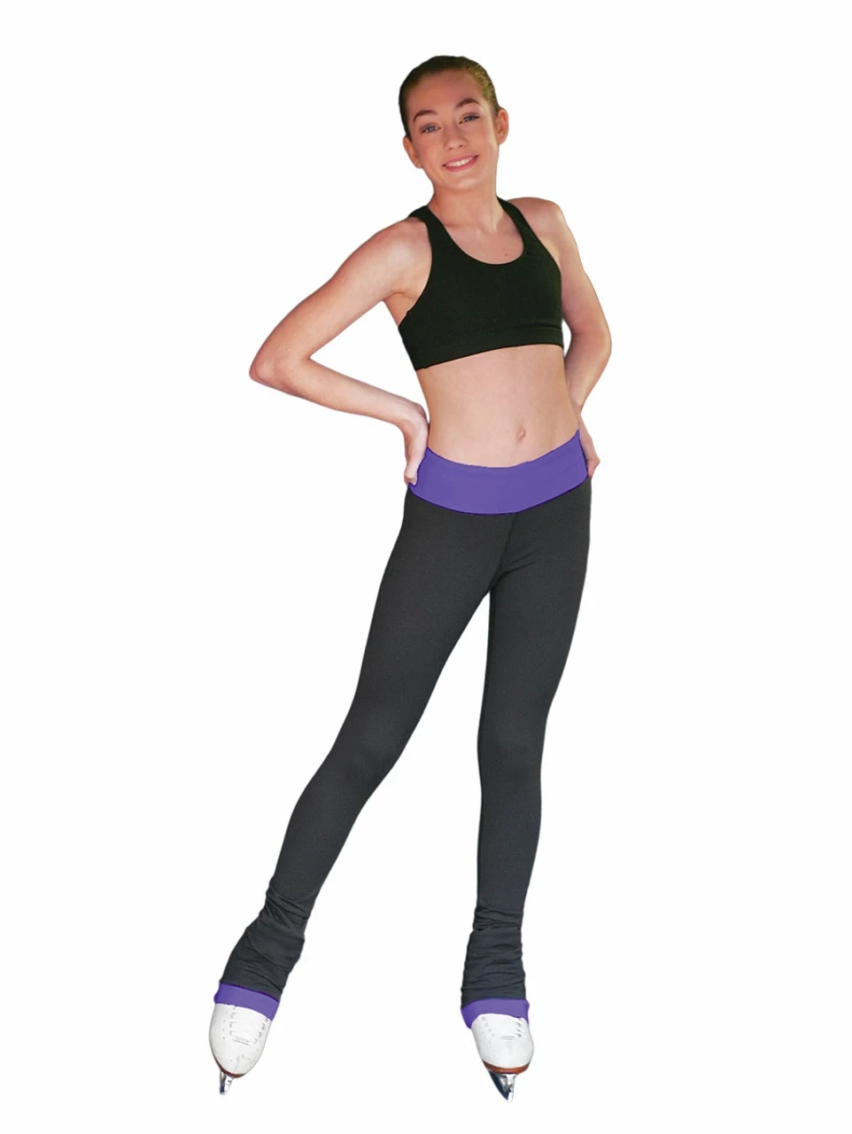 ChloeNoel PS792 3" Waist Band Black/Color Cuffs Elite Figure Skating Pants & Front Pocket & Swarovski Crystal Block 9 ChloeNoel PS792 3" Waist Band Black/Color Cuffs Elite Figure Skating Pants & Front Pocket & Swarovski Crystal Block - Image 9