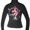 Black Ice Skating Jacket With "Colorful Layback Design " Applique