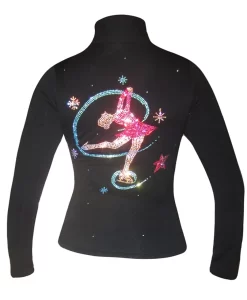 Black Ice Skating Jacket With "Colorful Layback Design " Applique