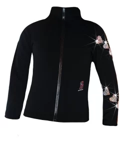 Ice Skating Jacket With "Spiral Hearts" Rhinestones Design