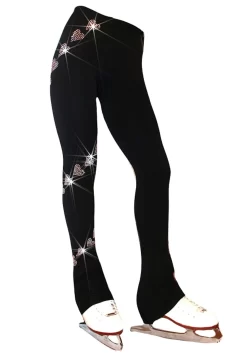 Ice Skating Pants With "Spiral Hearts" Rhinestones Design