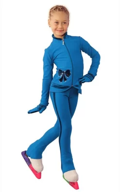 IceDress Figure Skating Outfit - Thermal - Butterfly(Blue With Velvet And Crystals Preciosa)