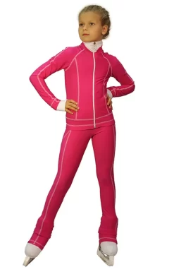 IceDress Figure Skating Outfit - Thermal -Todes(Fuchsia With White Line)