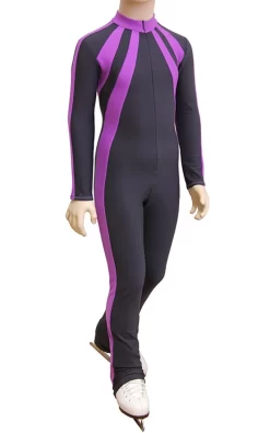 IceDress - Figure Skating Training Overalls -Sweetheart (Gray And Purple)