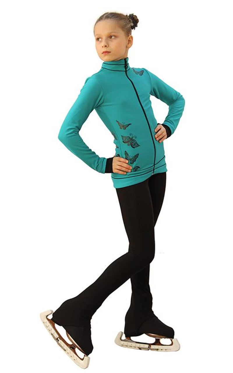 IceDress Figure Skating Outfit - Thermal - Flying (Emerald With Black) 1 IceDress Figure Skating Outfit - Thermal - Flying (Emerald With Black)