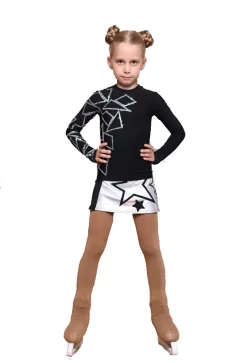 IceDress Figure Skating Outfit - Thermal - Rock Star (Black With Silver And Rhinestones)