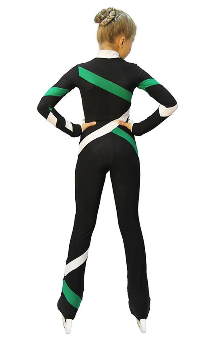 IceDress - Figure Skating Training Overalls - Quad (Black, Green And White) 3 IceDress - Figure Skating Training Overalls - Quad (Black, Green And White) - Image 3