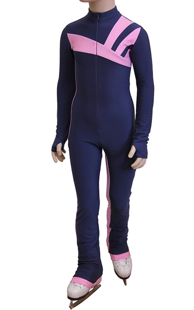 IceDress - Figure Skating Training Overalls - Rays (Blue And Pink) 2 IceDress - Figure Skating Training Overalls - Rays (Blue And Pink) - Image 2