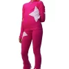IceDress Figure Skating Outfit - Thermal - Star (with Pants) (Fushsia With White)