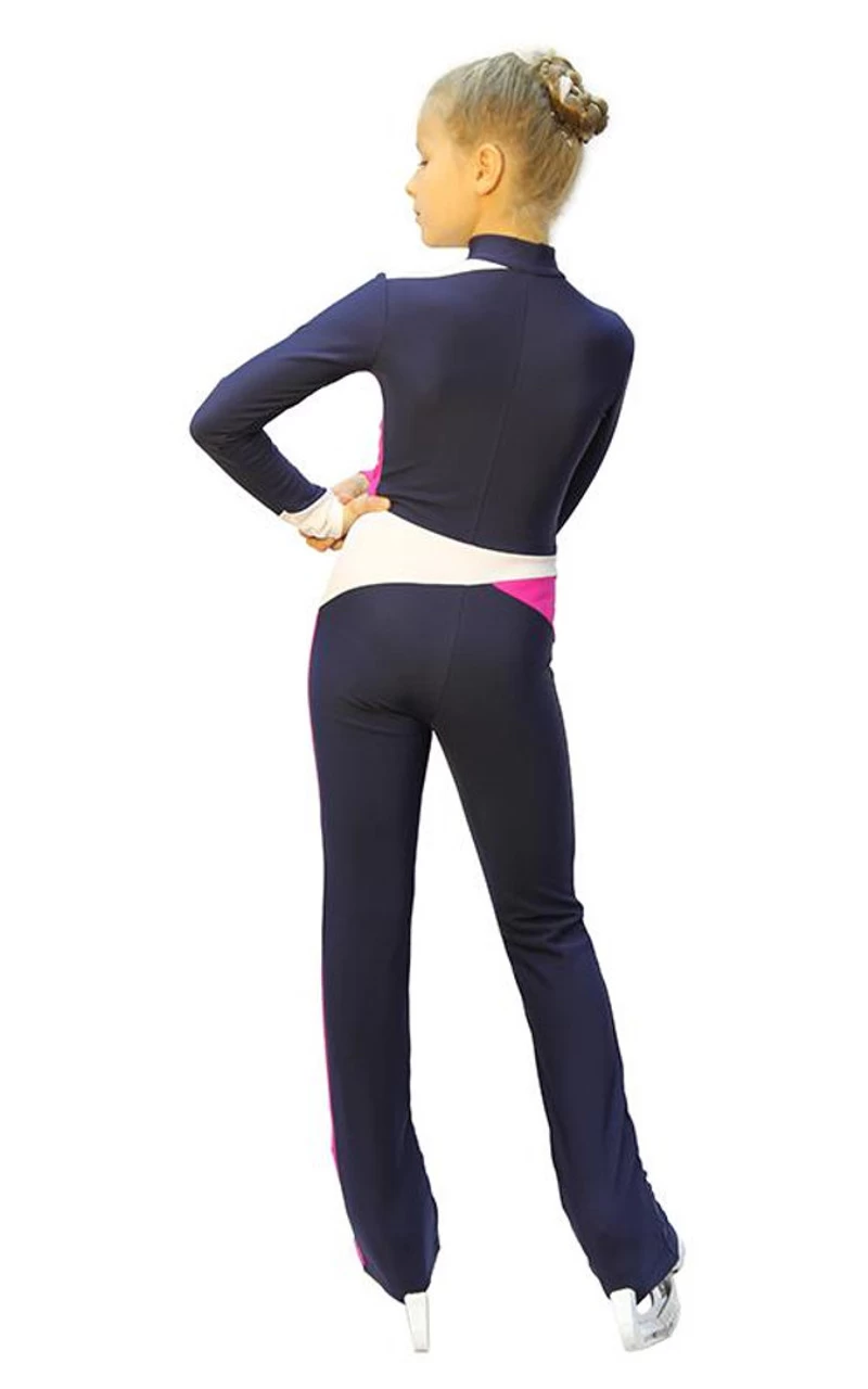 IceDress - Figure Skating Training Overalls - Skating (Gray-blue Dark, Fuchsia And White) 3 IceDress - Figure Skating Training Overalls - Skating (Gray-blue Dark, Fuchsia And White) - Image 3