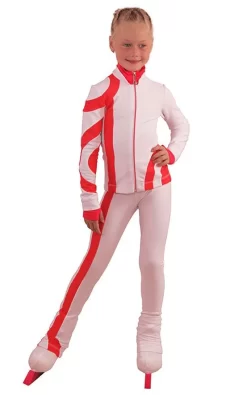 IceDress Figure Skating Outfit - Thermal - Cross-Roll (White With Bright Coral)