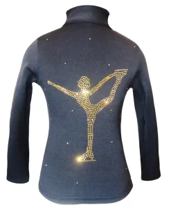 Ice Skating Jacket With Gold Rhinestones " Chinese Spiral" Applique