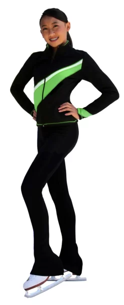 ChloeNoel Figure Skating Outfit -Polar Fleece Figure Skating Jacket By Polartec And P23 Skate Figure Skating Pants With 1.5 Inch Waist (Clearance) -Online Skating Store green 62697.1673381706