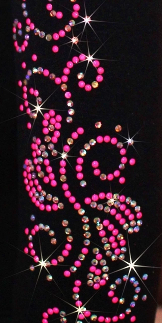 Ice Skating Jacket With "Pink Neon Swirls" Rhinestuds Design 2 Ice Skating Jacket With "Pink Neon Swirls" Rhinestuds Design - Image 2