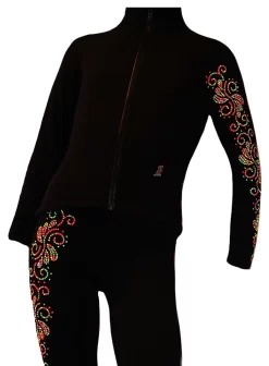 Ice Skating Jacket With "Neon Swirls" Rhinestuds Design