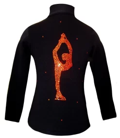 Figure Skating Jacket By Ice Fire - Orange Crystals Biellmann Applique
