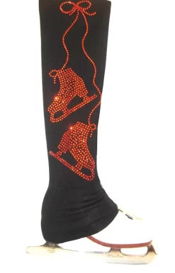 Ice Skating Pants With Orange Crystals "Pair Of Skates" Applique