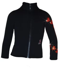 Ice Skating Jacket With "Orange Spiral Hearts" Rhinestones Design