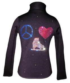 Black Ice Skating Jacket With "Peace Love Skate" Rhinestone Applique