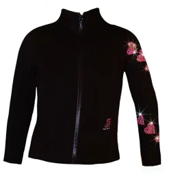 Ice Skating Jacket With "Pink Spiral Hearts" Rhinestuds Design