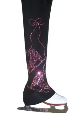 Figure Skating Pants With Pink Rhinestones "Pair Of Skates" Applique