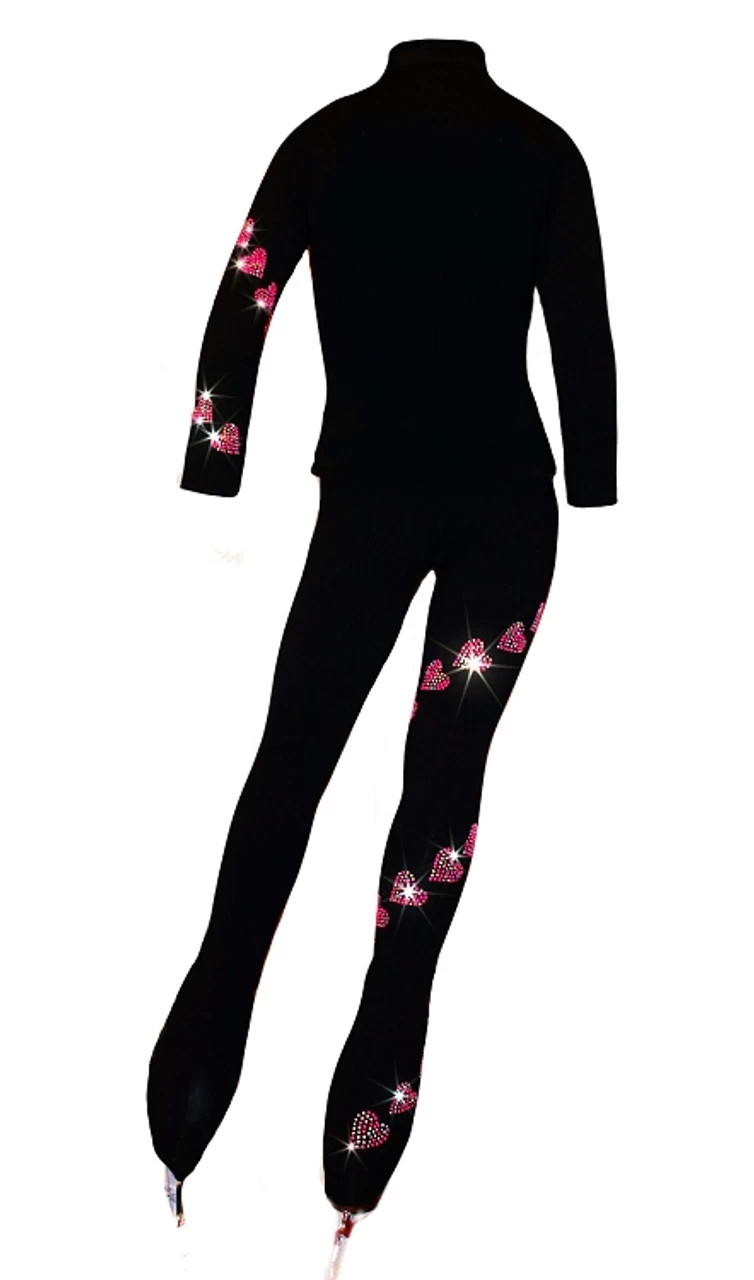 Ice Skating Jacket With "Pink Spiral Hearts" Rhinestuds Design 2 Ice Skating Jacket With "Pink Spiral Hearts" Rhinestuds Design - Image 2