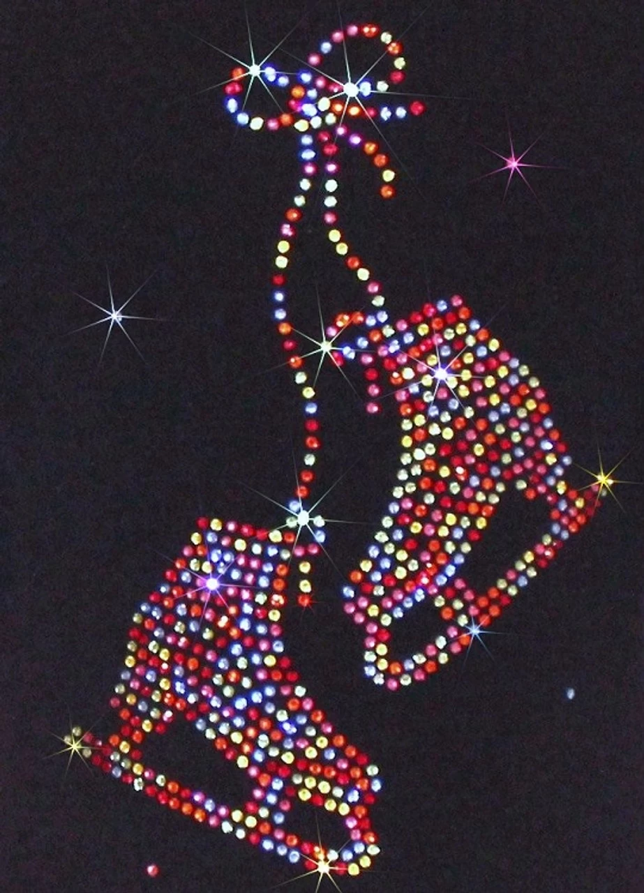 Black Ice Skating Jacket With Rainbow Mix "Pair Of Skates" Rhinestones Design 2 Black Ice Skating Jacket With Rainbow Mix "Pair Of Skates" Rhinestones Design - Image 2
