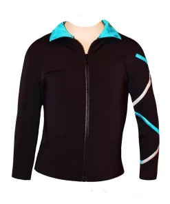 Criss Cross Poly/Spandex Ice Skating Jacket Silver/Turquoise XJ122