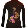 Black Ice Skating Jacket With Vitrail "Pair Of Skates" Rhinestone Applique
